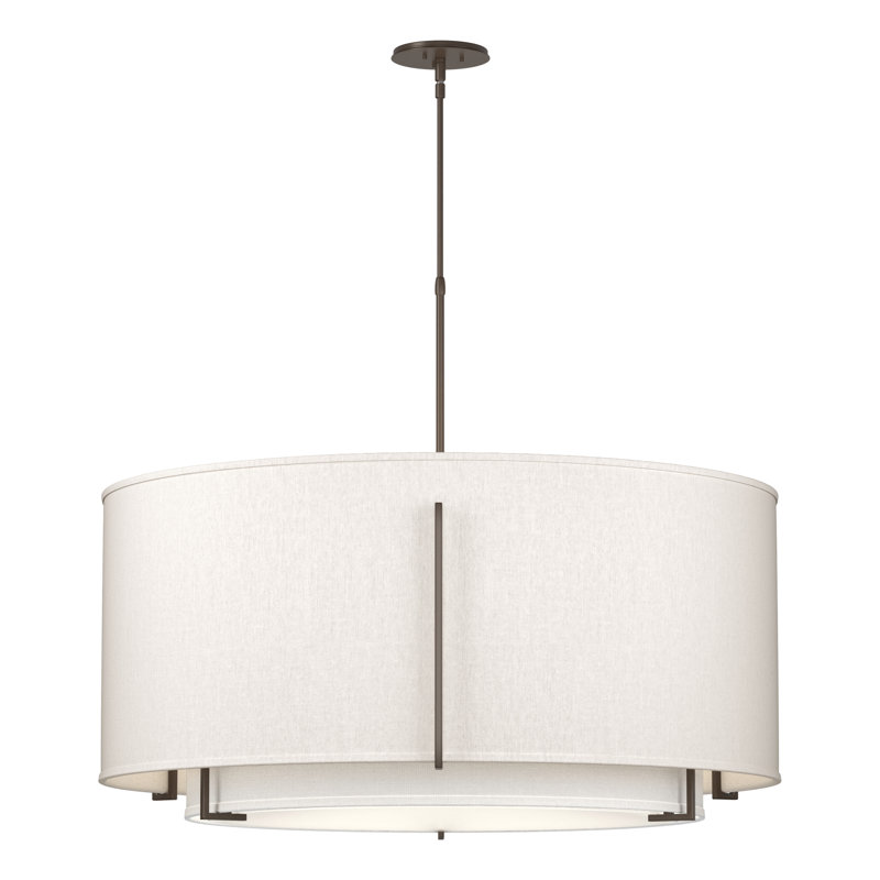 Exos Drum Chandelier, Flax, 54.9" H x 31.3" W x 31.3" D, Bronze