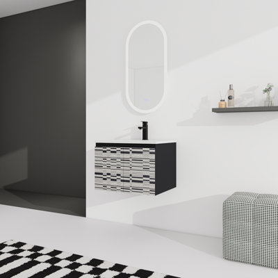 Meuble-lavabo flottant mural avec lavabo en céramique