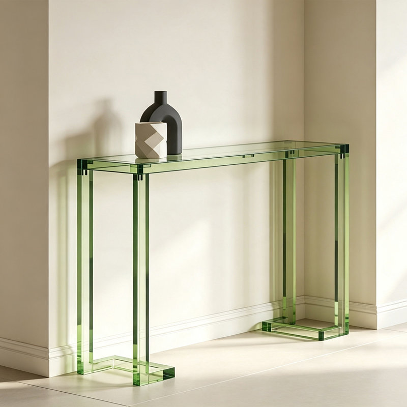 Console en acrylique avec pieds de soutien en forme de U, H 31,5 po x l 47,24 po x P 13,78 po