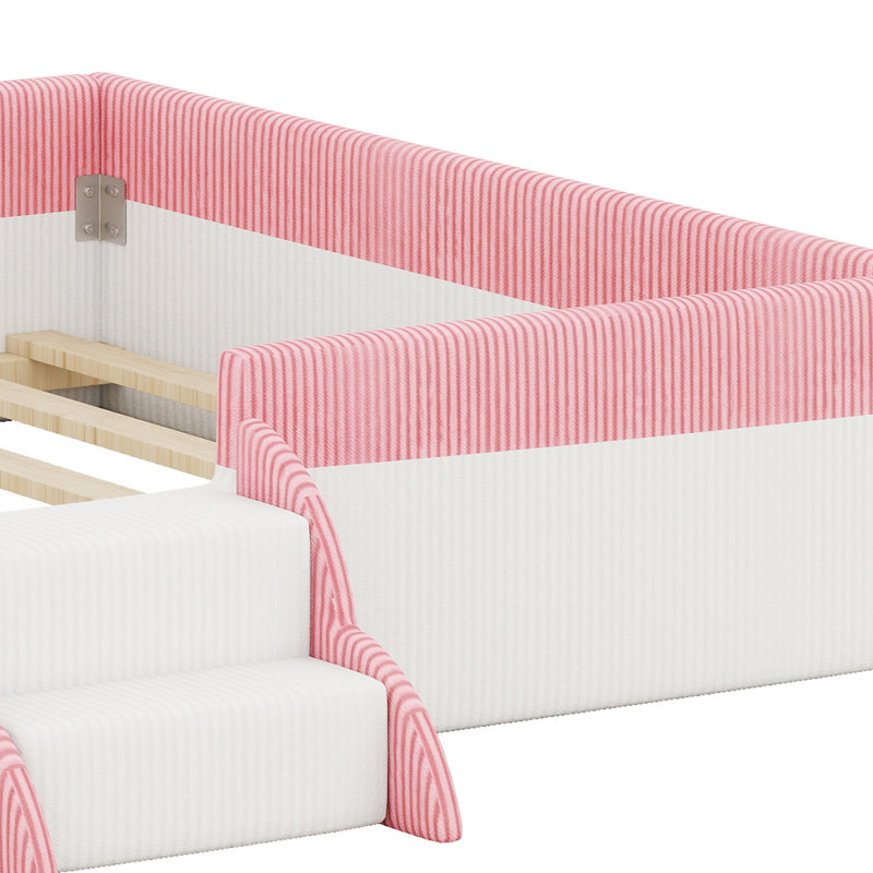 Upholstered, Grand lit, Rose et blanc
