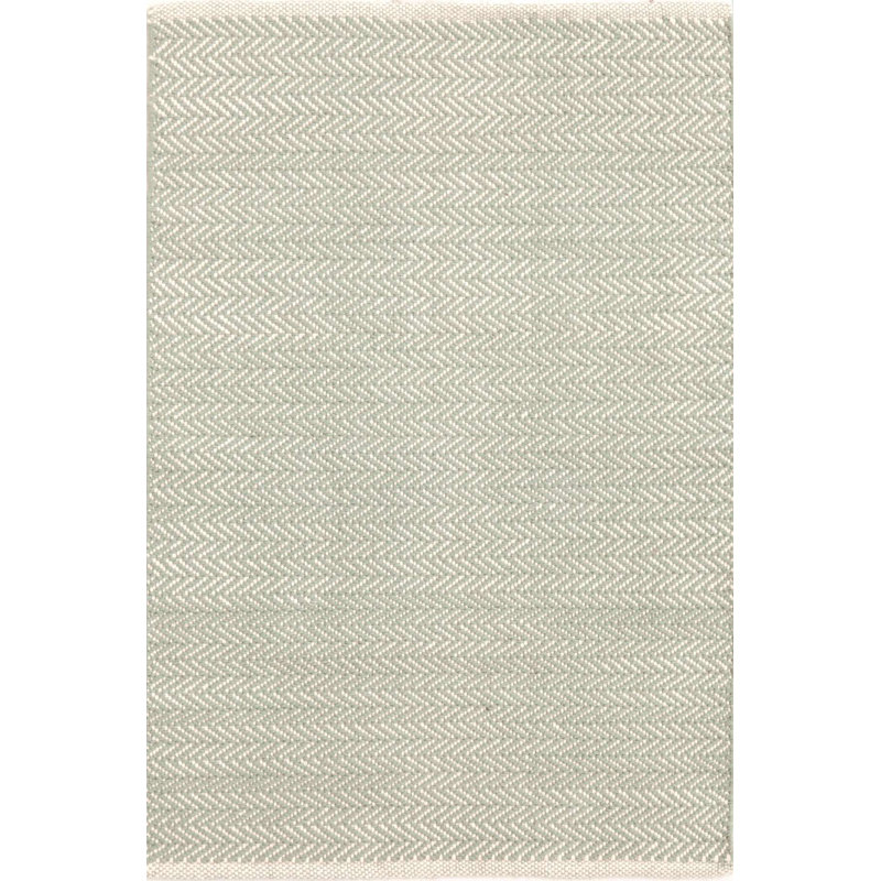 Herringbone Ocean Handwoven Cotton Rug, Rectangle 2' x 3'
