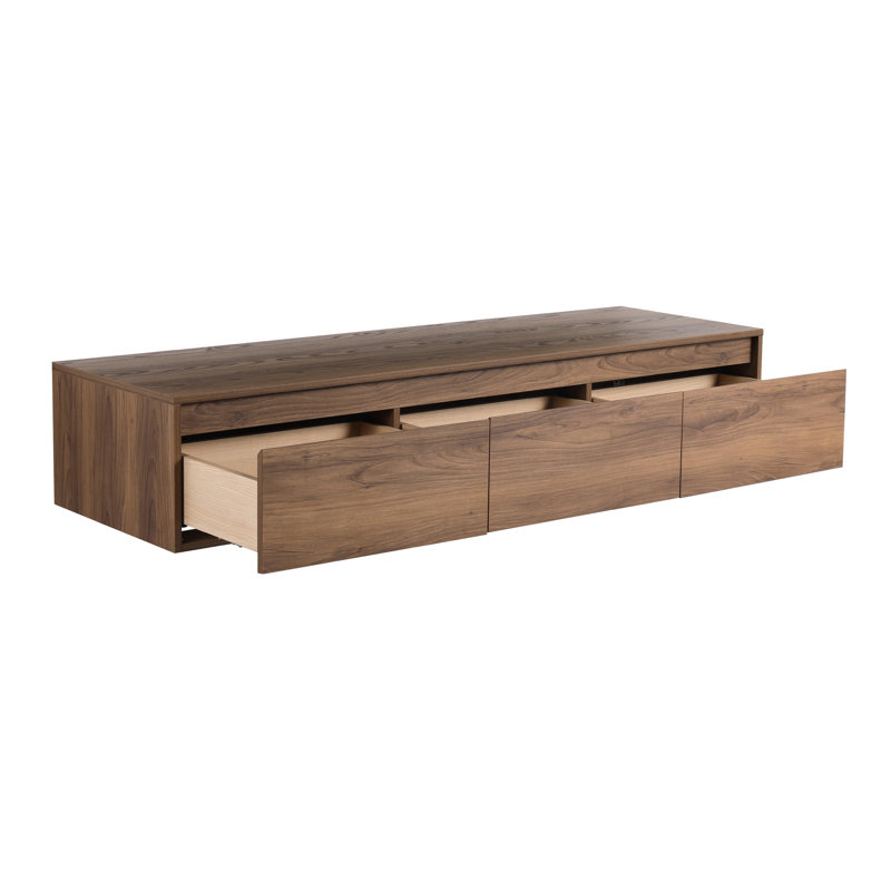 Commode de salle de bain 60 po à fermeture douce - meuble-lavabo mural contemporain brun ébène avec tiroir