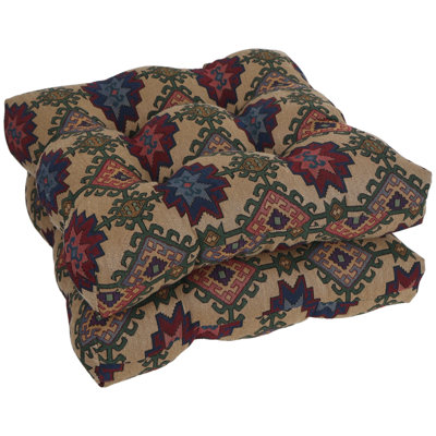 19-Inch Square Tapestry Tufted Dining Chair Cushions (Set Of 2)
