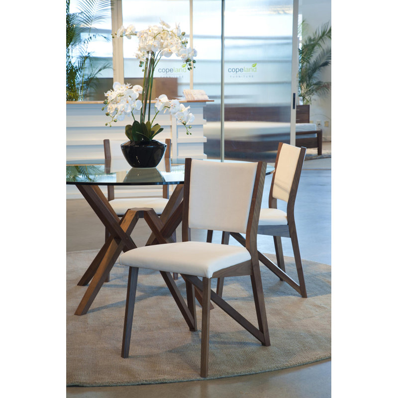 Exeter Round Glass Top Table, 30" H x 48" L x 48" W, Natural Walnut