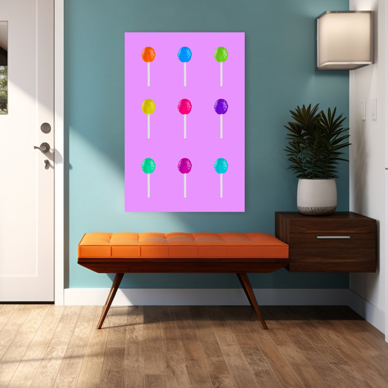 Impression d'art mural géométrique «Lollipops Rainbow Grid», 48" H x 32" W