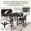 Ensemble de salle à manger 5 pièces à hauteur de comptoir, table carrée en bois avec accents de cristal et 4 tabourets en cuir de polyuréthane rembourrés, ensemble de mobilier de salle à manger noir pour la cuisine et la salle à manger