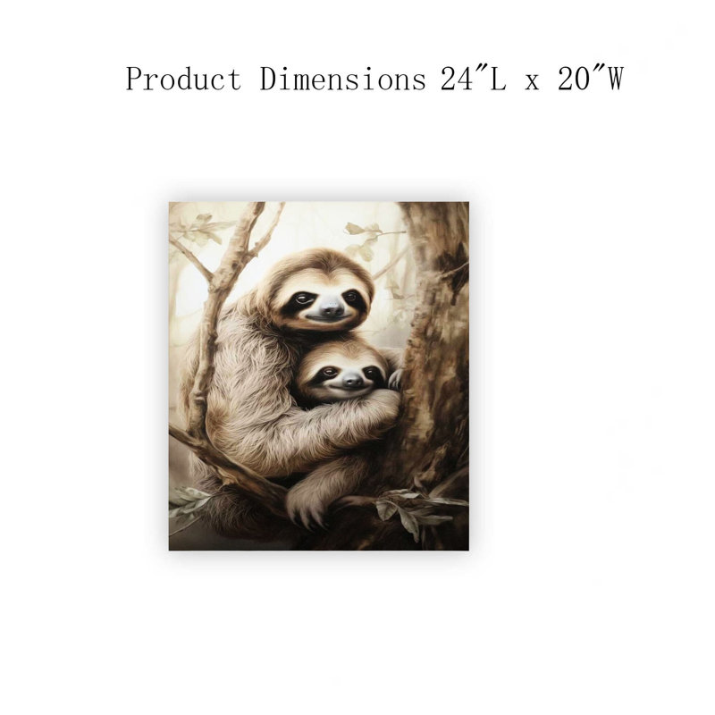«Sloths on Branches», art mural sur toile sans cadre 20 po x 24 po