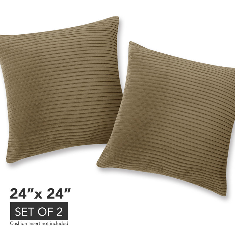 Khaki Corduroy 24" Euro Throw Pillow Covers, Set of 2