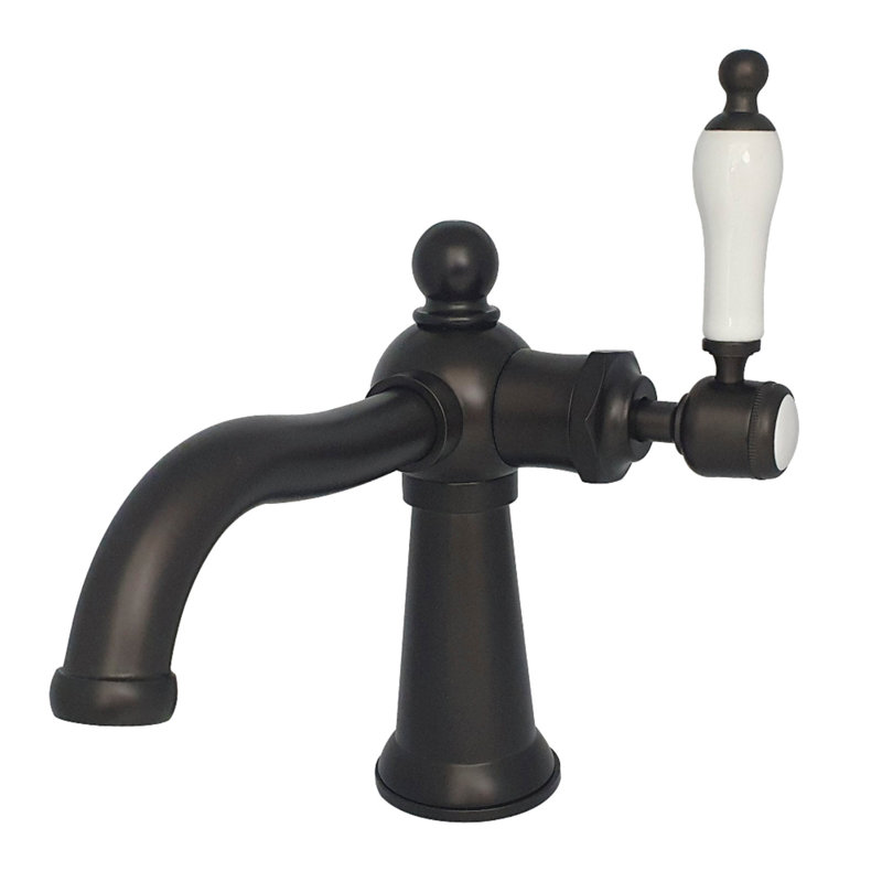 Kingston Brass Nautical Single-Handle 1-Hole Deck Mount Bathroom Faucet with Push Pop-Up, Oil Rubbed Bronze