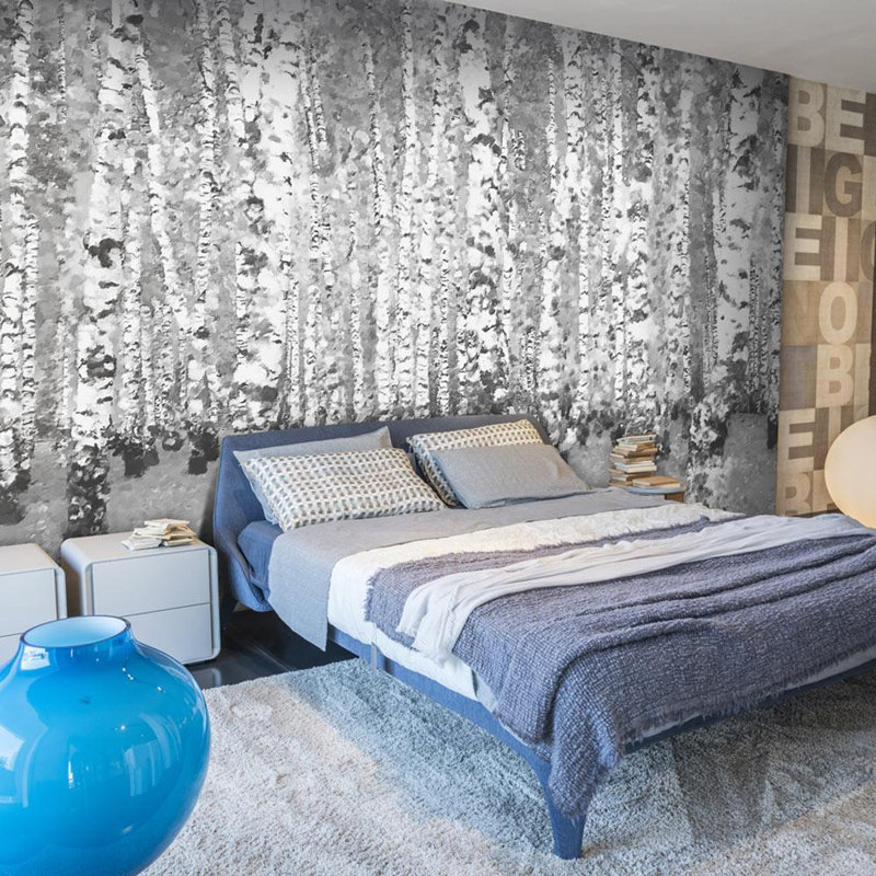 Adhésif mural Deborahh Landscape - Birch Seclusion, L 121 po x l 157 po