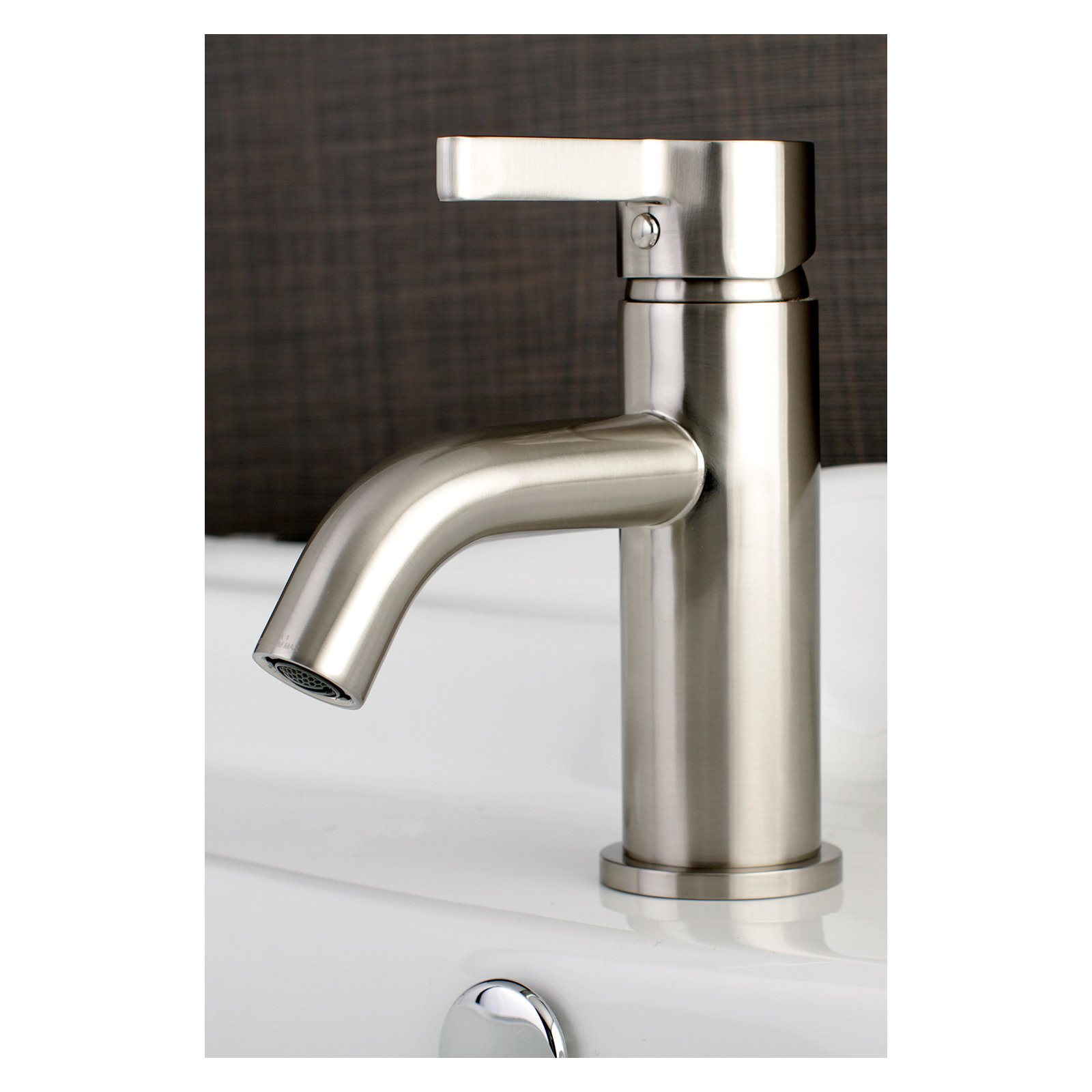 Kingston Brass Continental Single-Handle 1-Hole Deck Mount Bathroom Faucet with Push Pop-Up, Brushed Nickel