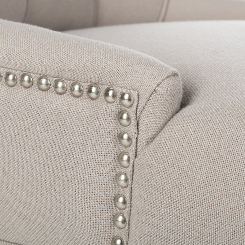 19.5'' H Upholstered Side Chair, Taupe, Rustic Black