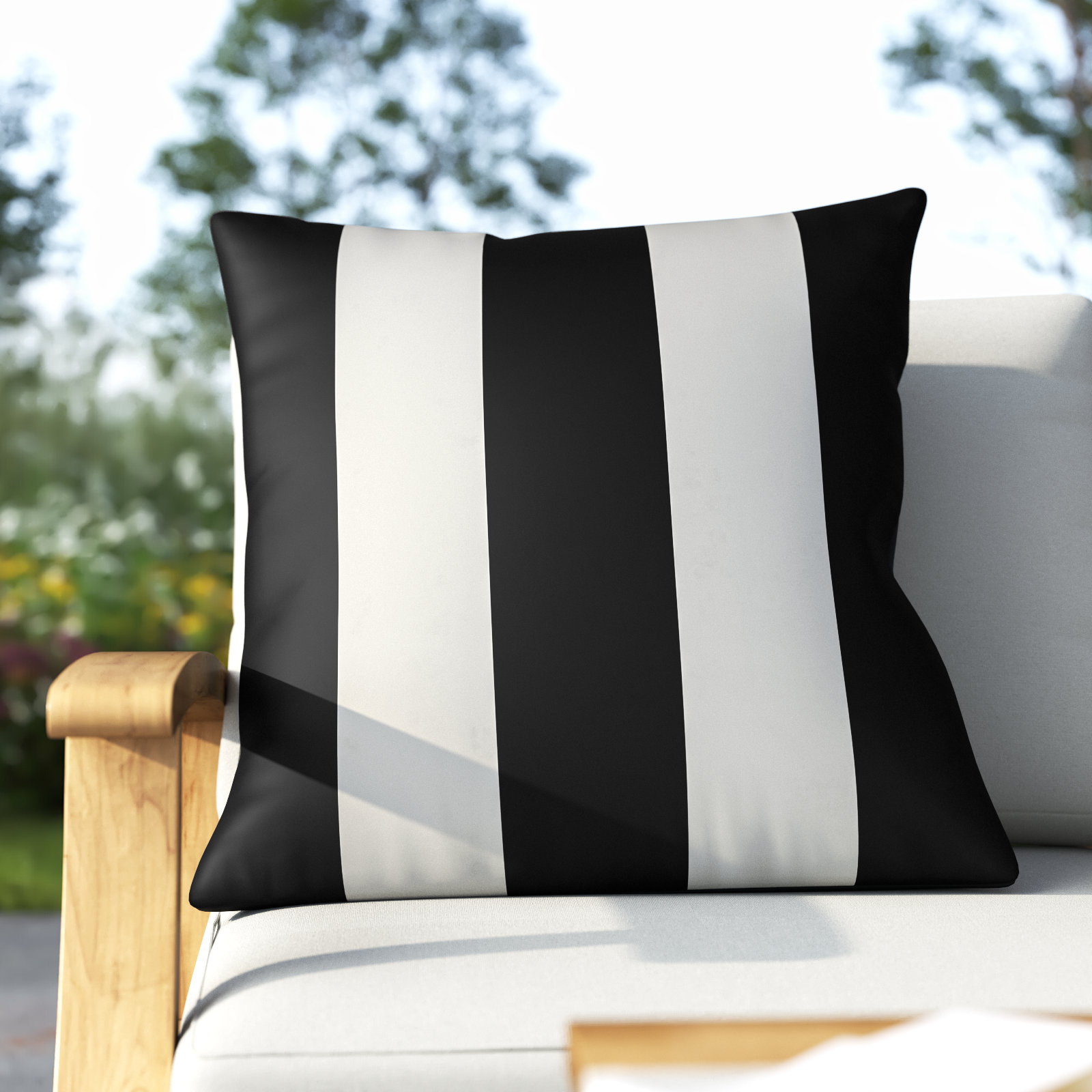 Athena Striped Indoor/Outdoor Throw Pillow, Black, 20" H x 20" W x 4" D