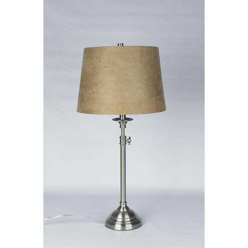 Lampe de table 30 ", Suède brun clair, Nickel brossé