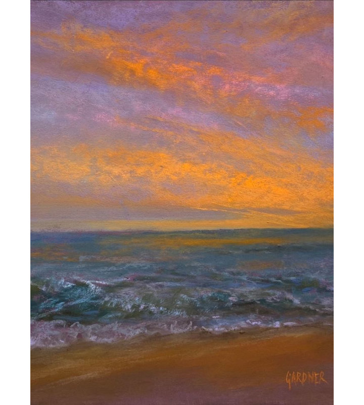 Tangerine Sky Print by Dina Gardner, Black Framed Canvas, 25" H x 19" W x 2" D, No Mat
