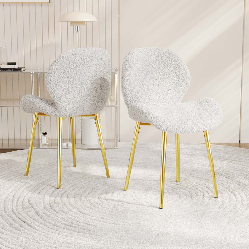 Ensemble de 2 chaises de salle à manger modernes et minimalistes avec pieds en métal robustes et dossier confortable, Blanc