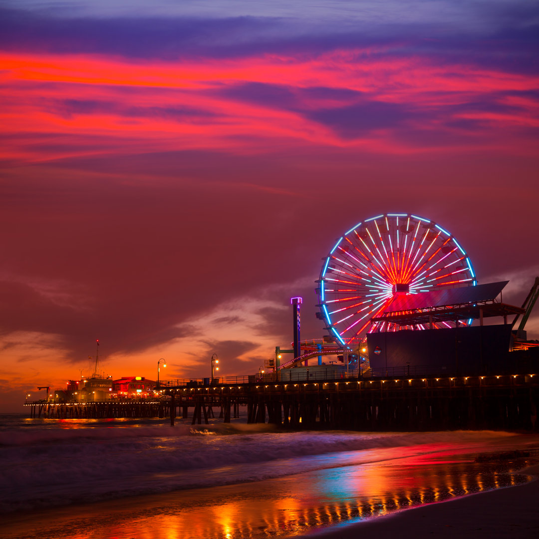 Santa Monica California Sunset - Wrapped Canvas Print