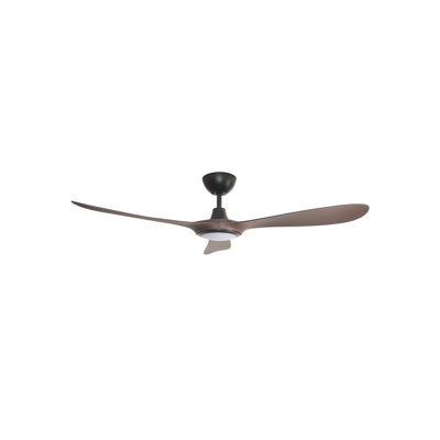 60" Smart Ceiling Fan Light, IP66 Outdoor/Coastal Rated, 3 Blades, 9-Speed Durable DC Motor, 3 CCT & Dimmable LED, Efficient & Quiet Operation, Reverse Rotation, Matter Smart Home & Remote Control, Timer, Weather Resistant, White/White Oak Woodgrain