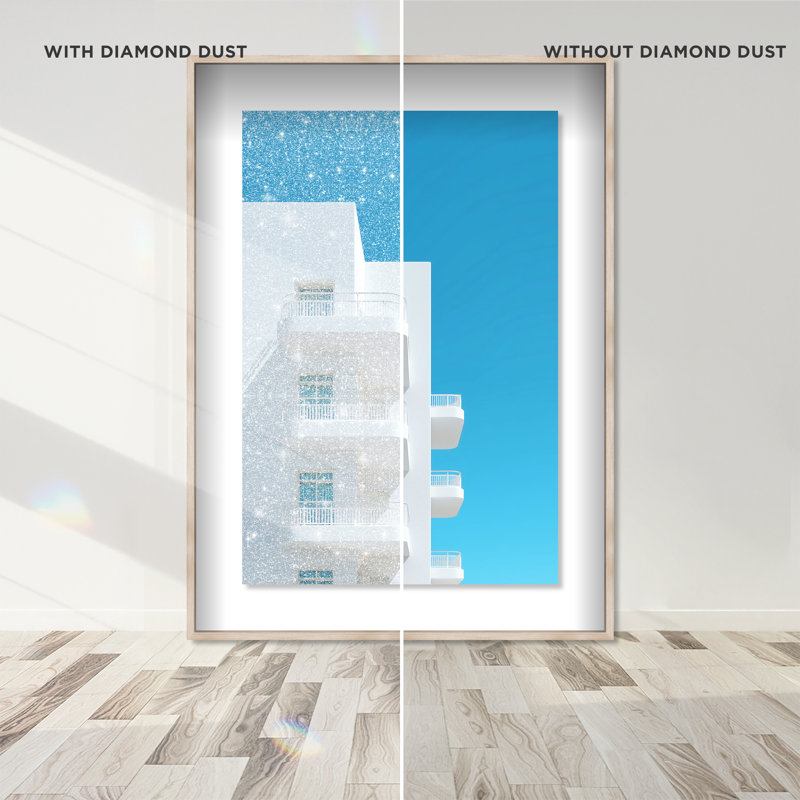 Modular White II Shadowbox Architecture Print by Oliver Gal, Black Frame, 10 x 15, 21.5"H x 31.5"W, Natural Oak Shadowbox
