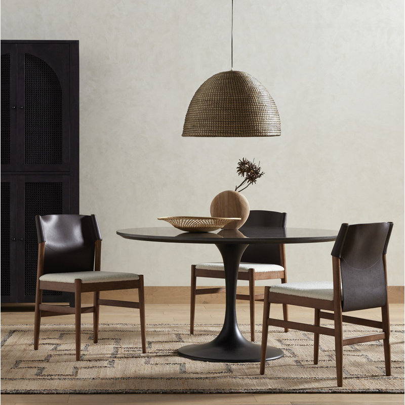 Lulu Side Chair in Espresso/Cardiff Cream, Brown Leather Blend//Cardiff Cream