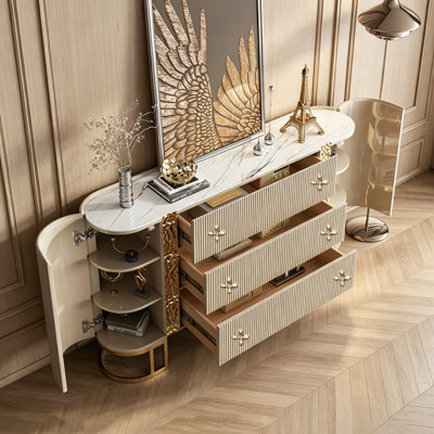 Luxury-Style Sintered Ston Large Capacity Sideboar