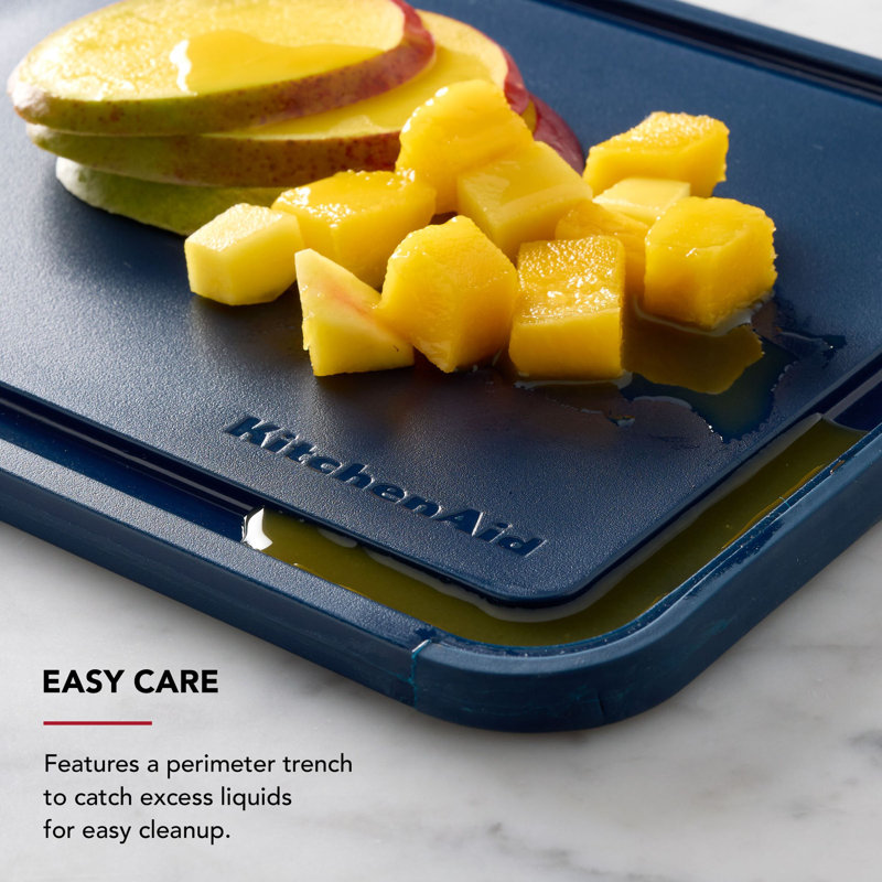 Kitchenaid Classic Non-Slip Poly Cutting Board, 8X10 Inch, Ink Blue