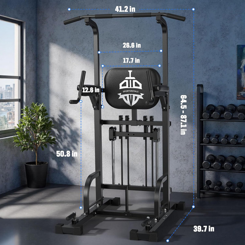 FED Fitness Sportsroyals Series PT4 Power Tower Pull Up and Dip Station, 450 lb Capacity for Home Strength Training