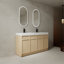Meuble-lavabo autoportant de 60 po avec lavabo double en résine blanche et 4 portes d'armoire à fermeture en douceur (KD-PACKING)