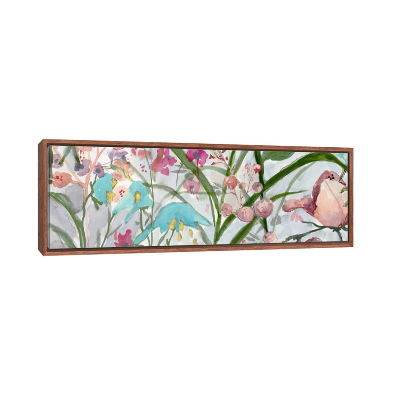Serenade de fleurs pastel - reproduction d'art murale - toile encadrée, H 24 po x l 72 po, Brun