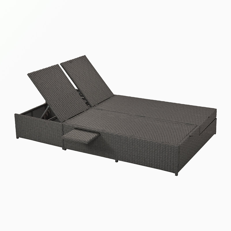 77.94'' Wide Patio Daybed with Cushions, Gray