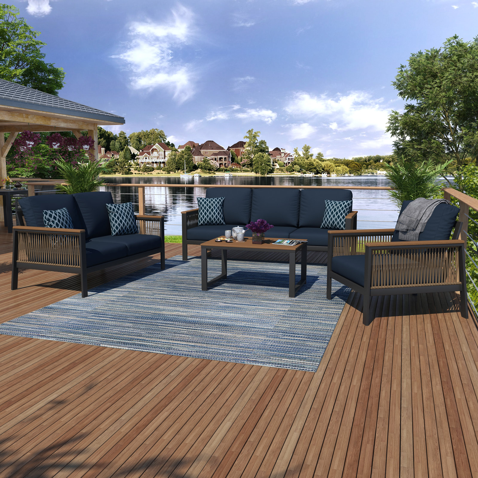 Townsend 6-Person Sunbrella® Patio Seating Group, Canvas Navy