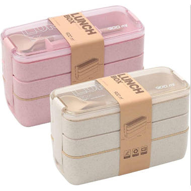 Wheat Straw Divided Snack Containers, Japanese Style Lunch Box
