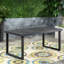 Élégante table de salle à manger d'extérieur en bois de 69 po de style gris sablé de couleur foncée