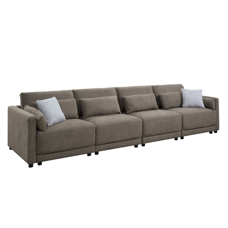 Canapé modulaire en lin brun 4 pièces Rylie