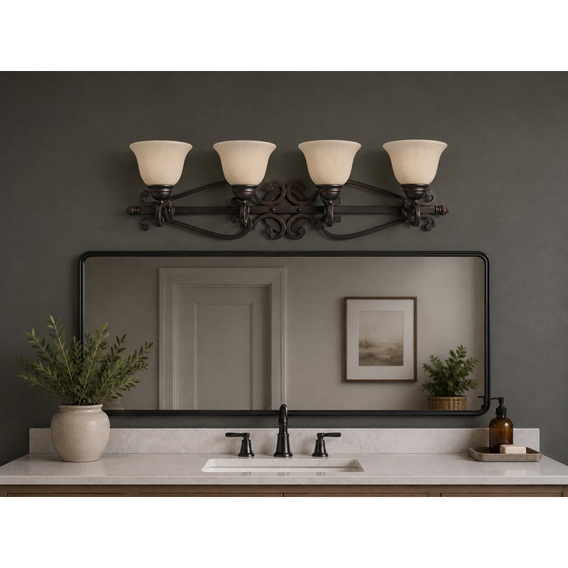 4 - Light Dimmable Vanity Light, Oil Rubbed Bronze