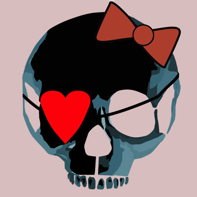 " Amy Smith Blue Skull With Bow "