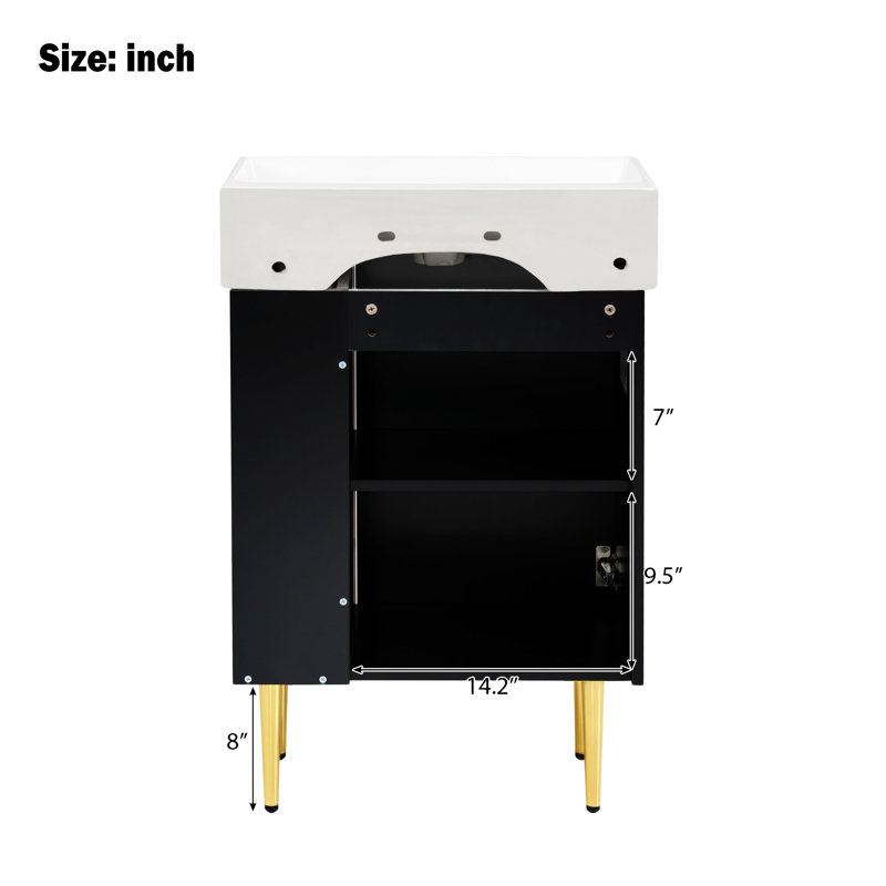 Meuble-lavabo de salle de bain 21,6 po, Noir