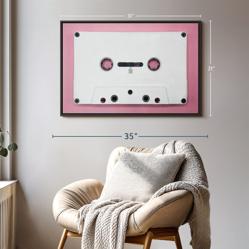 White Cassette Tape Canvas Print, 21" H x 31" W