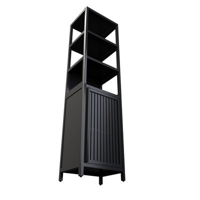 BLACK  Storage Tall Slim Cabinet With Shutter Door And 3 Tier Shelves