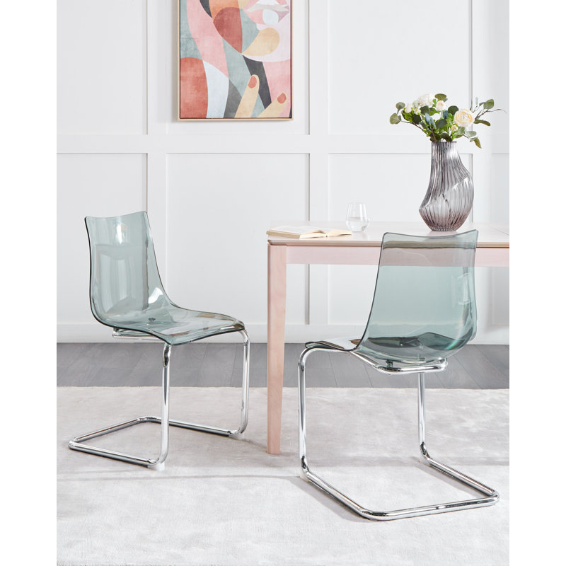 Danyail 16.54cm H Full Back Side Chair in Transparent Black