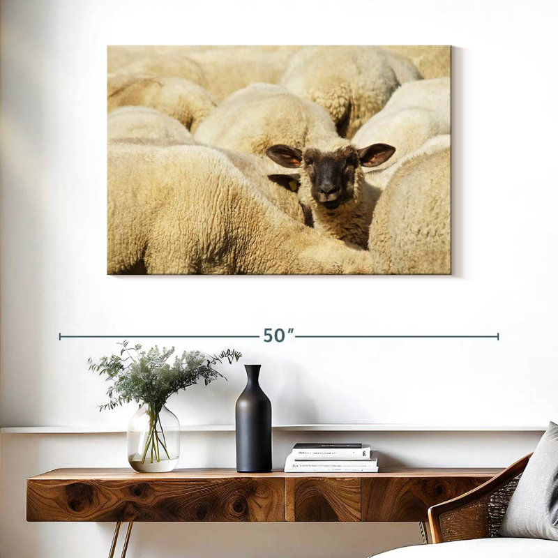 Brampt Sheep In Flock, 26" H x 39" W