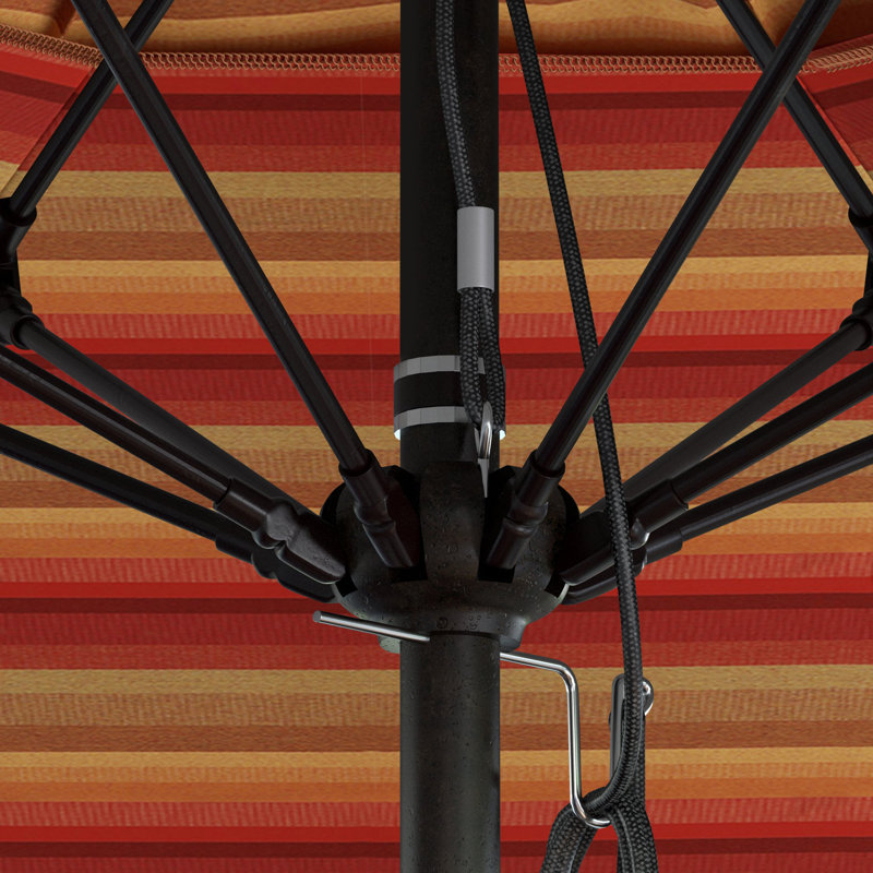 Parasol de patio blanc mat 11 pi., Rayures rouges