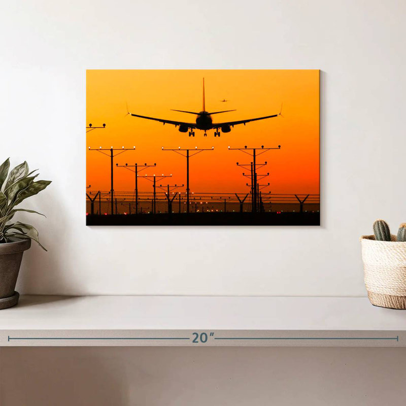 Silhouette de l'atterrissage à Mehar, H 8 po x l 12 po
