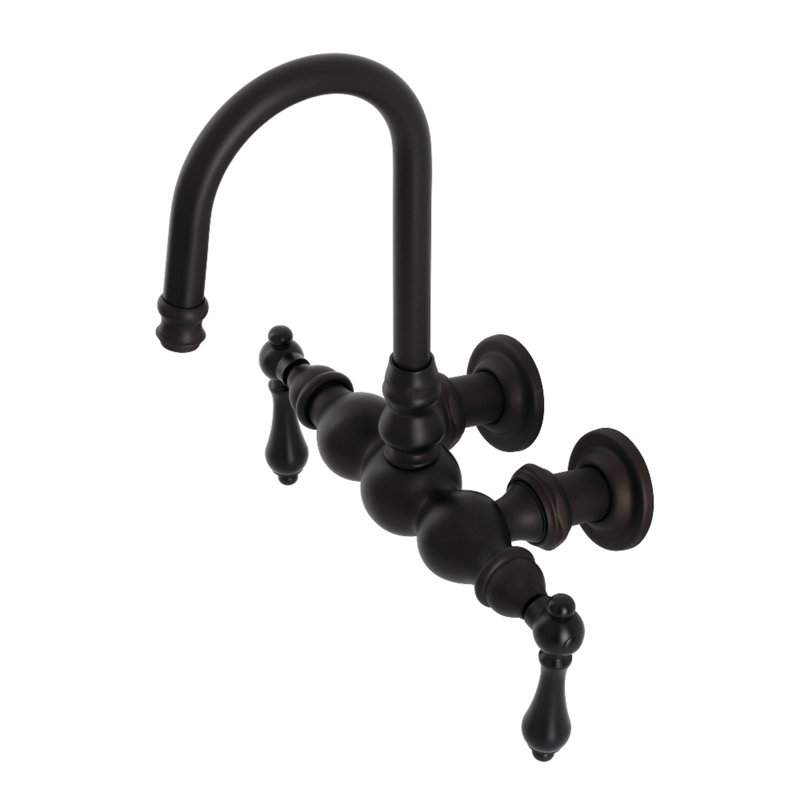 Kingston Brass Vintage Two-Handle 2-Hole Tub Wall Mount Clawfoot Tub Faucet, Oil Rubbed Bronze