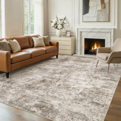 Neutral Abstract Large Area Rug, Soft Non-slip Indoor Carpet for Living Room Bedroom