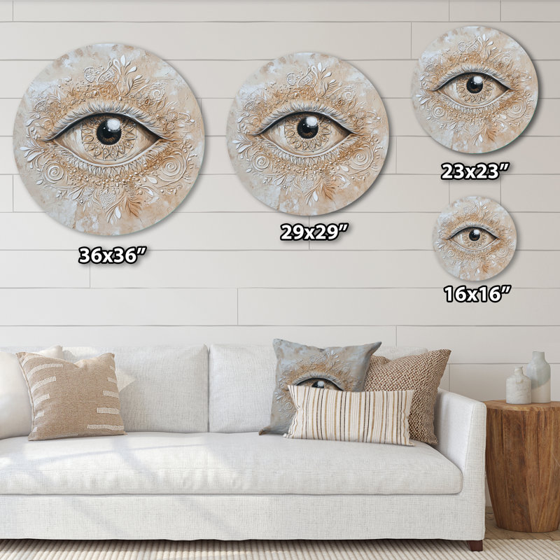 Mystical Boho Eye - Décoration murale ronde abstraite en métal, L 36 po x H 36 po