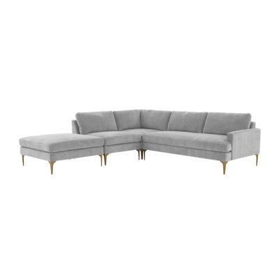 CanapÃ© d'angle en velours Seabrook de 106,5 po de large avec repose-pieds