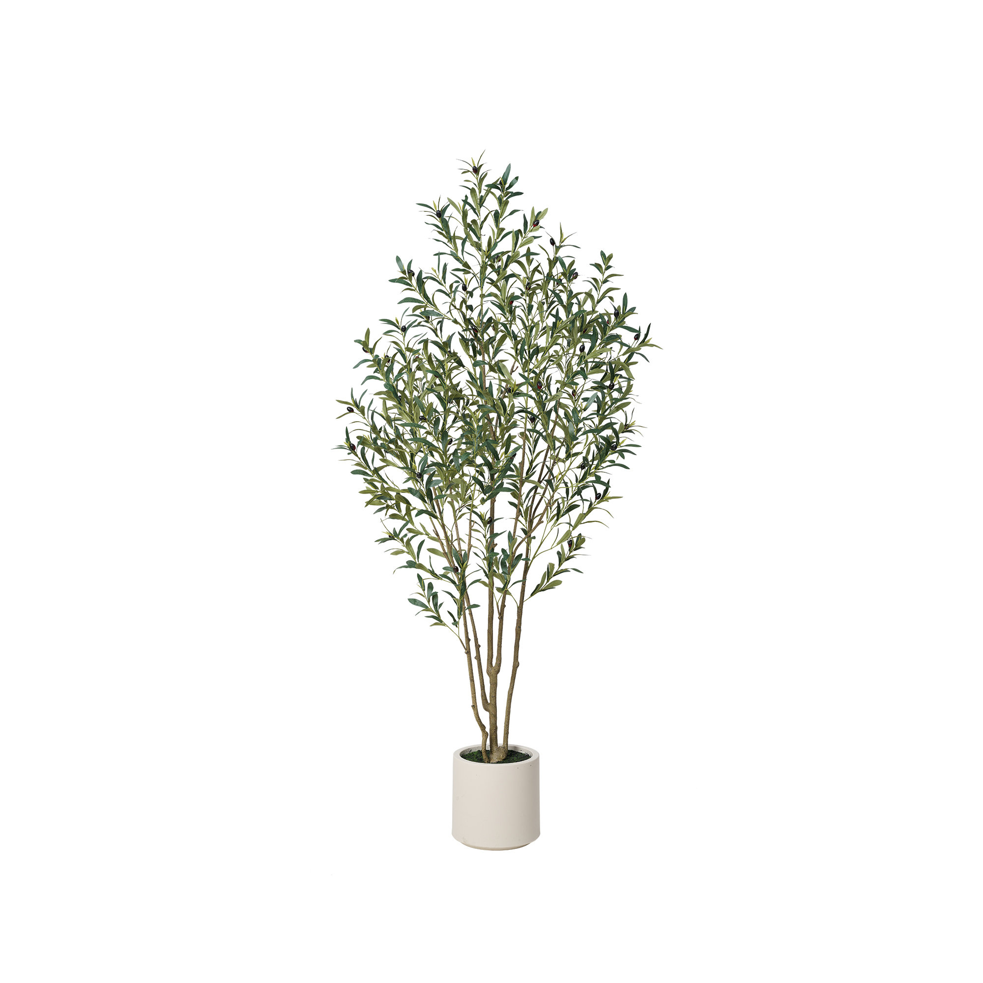 George Artificial Olive Tree in Round Planter, UV Protected Faux Olive Tree for Indoor Home Decor, 84" H x 28" W x 28" D