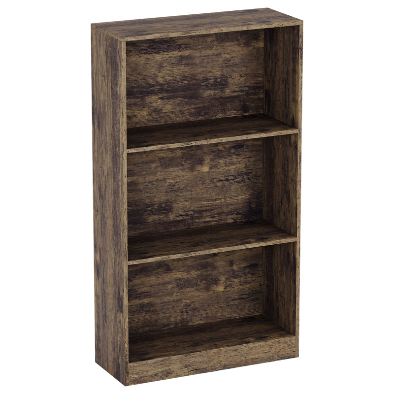 142cm H x 60cm W Standard Bookcase, (3 Shelves) 109cm H x 60cm W x 24cm D, Dark Wood
