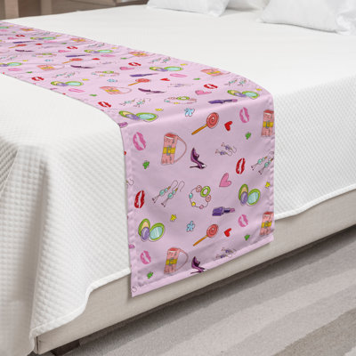 Ambesonne Colorful Bed Runner Flora Fashion Lollipop Multicolor